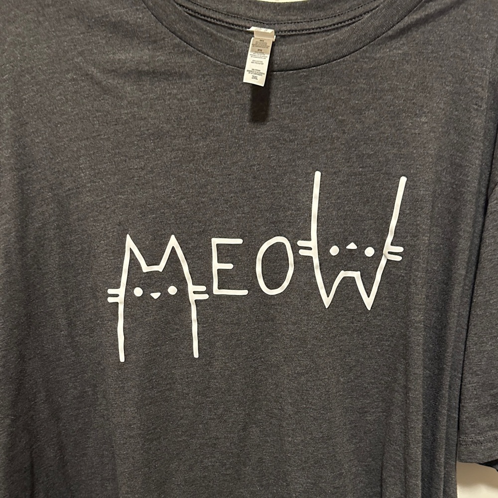 Dark Grey 'Meow' Cat T-Shirt - Picture 3 of 5